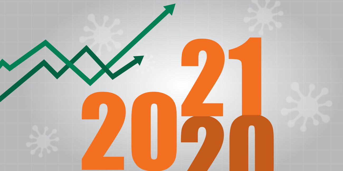 "מה היו האירועים המשמעותיים בשנת 2020, ומהן התובנות המרכזיות קדימה, לשנת 2021". אינפוגרפיקה של שנה מתחלפת